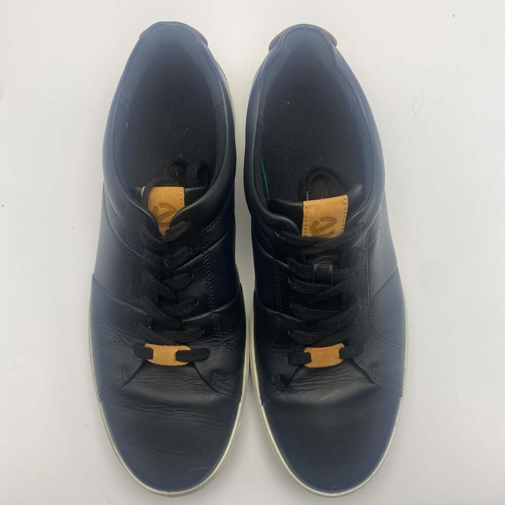 ECCO Men's Soft Classic Sneaker Black Lion Leather Shoes Size 11